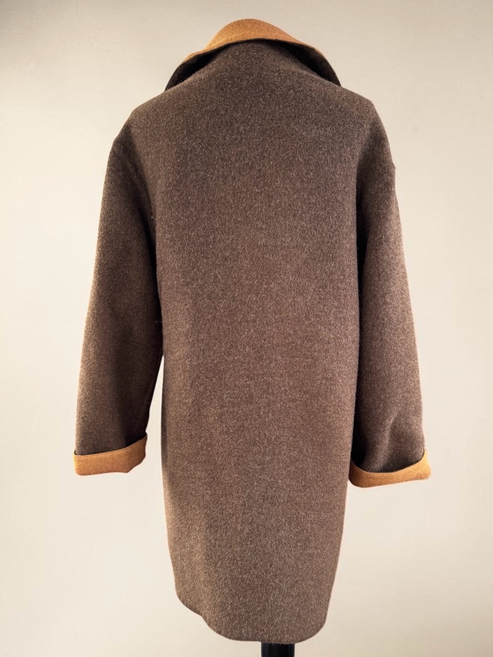 Reversible Brown/Camel Alpaca Wool Blend Coat Size Women's Large Soft Oversized - Picture 6 of 15